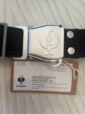 Black Canvas Web Belt with Silver Buckle